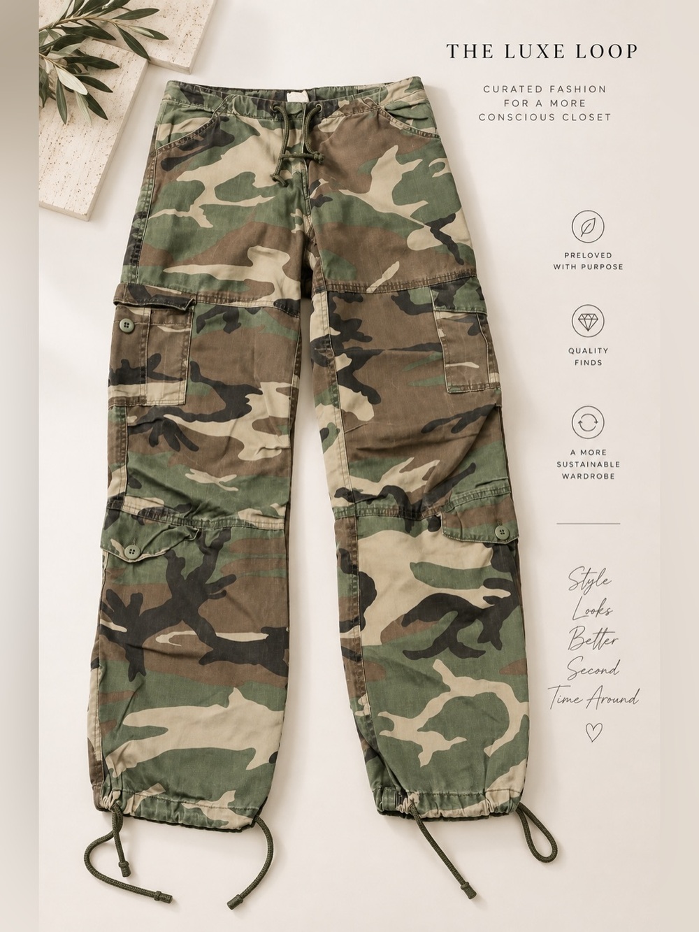 Camo Cargo Jogger Pants - Green Camo